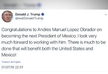 Trump felicita a López Obrador